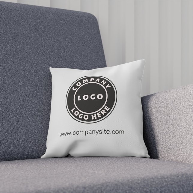 Voeg Uw BedrijfsMerk Grey van het Bedrijf toe Kussen (Business Logo Elegant Off White Throw Pillow)