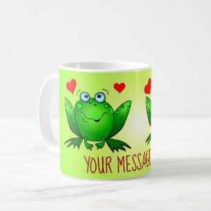 Voeg Uw Bericht Leuke Cute Cartoon Kikkers Hartjes Koffiemok