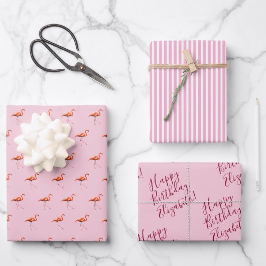 Voeg Uw Bericht Toe 3 Vellen Roze Flamingo (Voorkant)
