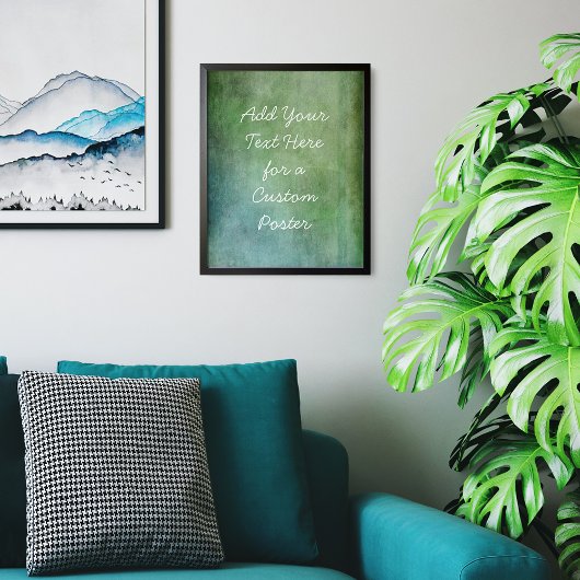 Voeg uw Blauwgroen Tekst van de Douane en Groene B Poster