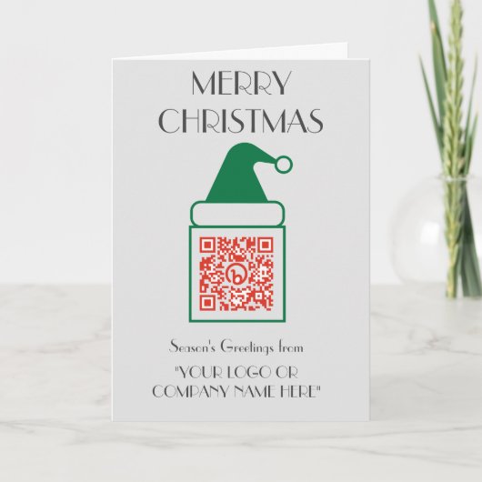 Voeg uw Business Promo QR Code toe aan een kerst Feestdagen Kaart (Voorkant)