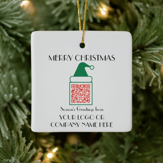Voeg uw Business Promo QR Code toe aan een kerst Keramisch Ornament (Boom)