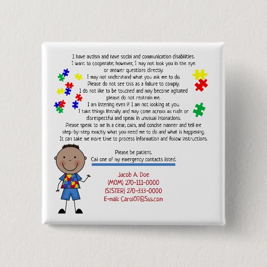 Voeg uw Button Kinderinfo Square toe (Voorkant)
