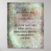 Voeg Uw Citaat toe of Exemplaar Grunge Textured Br Poster (Voorkant)