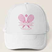 Voeg uw clubnaam tennis iconen elke kleur trucker pet (Voorkant)