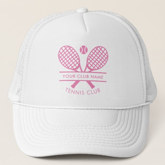 Voeg uw clubnaam tennis iconen elke kleur trucker pet (Voorkant)