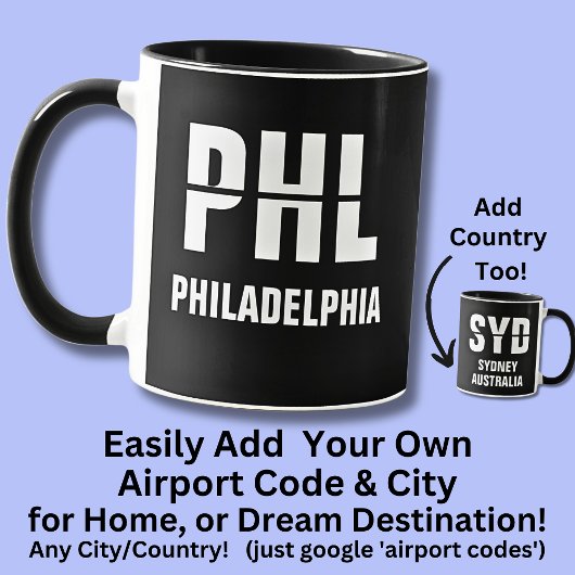 Voeg uw code stad, luchthavencode PHL Philadelphia Mok