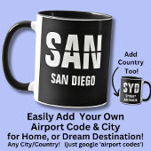 Voeg uw code & stad, luchthavencode San Diego toe Mok