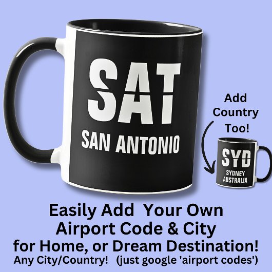 Voeg uw code stad, luchthavencode SAT San Antonio Mok