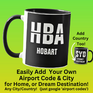 Voeg uw code & stad toe - Luchthavencode HBA HOBAR Mok
