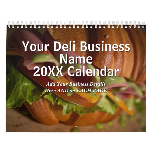 Voeg uw Deli Business Name Details 20xx toe  Kalender (Hoes)