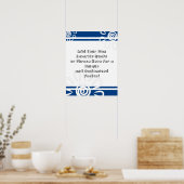 Voeg uw douane Citaat Stripes Flowers Royal Blue t Poster (Keuken)