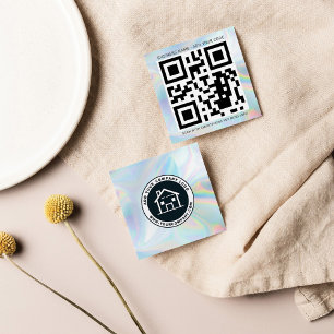 Voeg Uw Douane Logo en QR Code toe Holographic Vierkante Visitekaartje