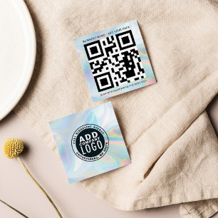 Voeg Uw Douane Logo en QR Code toe Holographic Vierkante Visitekaartje