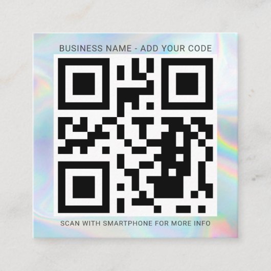 Voeg Uw Douane Logo en QR Code toe Holographic Vierkante Visitekaartje (Voorkant)