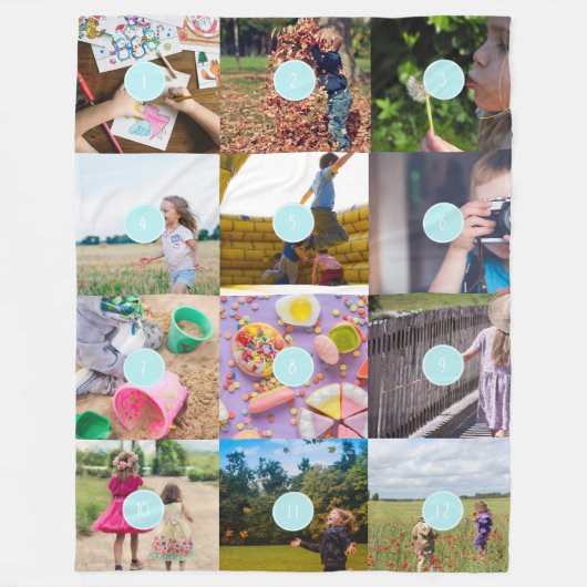 Voeg uw eigen 12 foto's kaart Pri toe Fleece Deken (Voorkant)