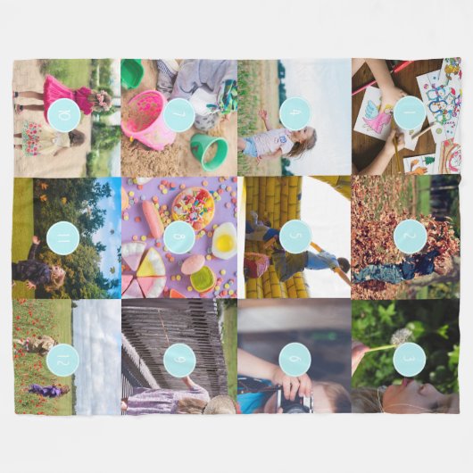 Voeg uw eigen 12 foto's  kaart Pri toe Fleece Deken (Voorkant (Horizontaal))