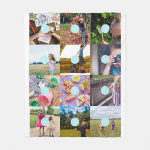 Voeg uw eigen 12 Foto's  tapebanket toe Fleece Deken