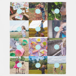 Voeg uw eigen 12 Foto's  tapebanket toe Fleece Deken