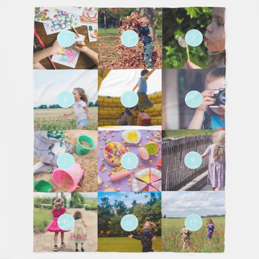 Voeg uw eigen 12 Foto's  tapebanket toe Fleece Deken (Voorkant)