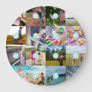 Voeg uw eigen 16 Foto  Collage Clock toe Grote Klok