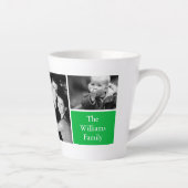 Voeg uw eigen 4 foto galerij en groen monogram latte mok (Rechts)