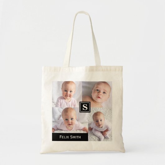 Voeg uw eigen 4 foto-inkolling toe aan een persoon tote bag (Voorkant)