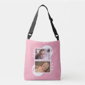 Voeg uw eigen 4 foto's roze en wit toe crossbody tas (Voorkant)