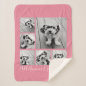 Voeg uw eigen 6 Foto's Collage toe — KAN roze bewe Sherpa Deken (Voorkant)