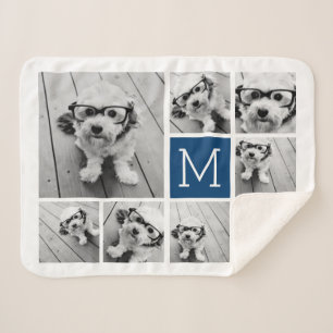 Voeg uw eigen 8 Foto-collage toe — KAN KLEUR bew Sherpa Deken