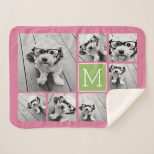 Voeg uw eigen 8 Fotocollage toe — KAN KLEUR bewerk Sherpa Deken