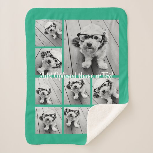 Voeg uw eigen 9 Foto's Collage toe — KAN groen bew Sherpa Deken (Voorkant)