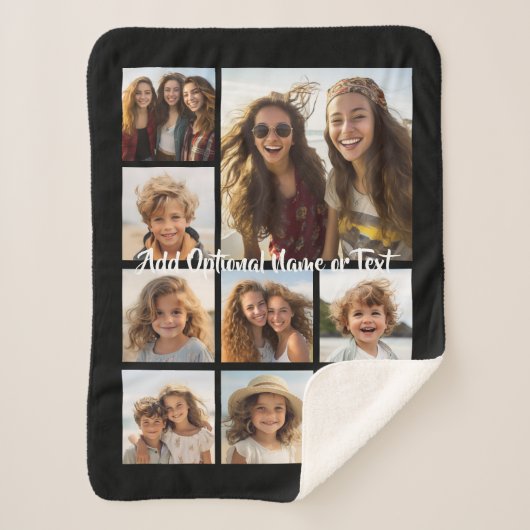 Voeg uw eigen 9 Foto's collage toe — KAN KLEUR bew Sherpa Deken (Voorkant)