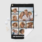 Voeg uw eigen 9 Foto's collage toe — Kan zwart bew Golfhanddoek (Insitu)