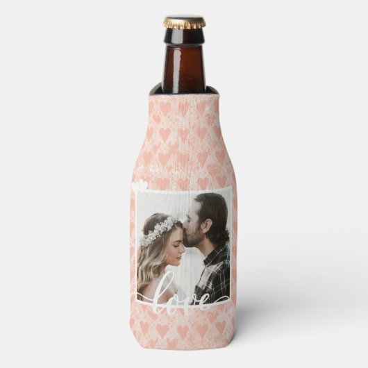 Voeg uw eigen aangepaste fotoliefdesharten toe aan flesjeskoeler (Fles Voorkant)
