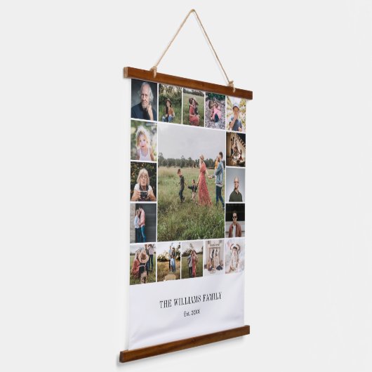 Voeg uw eigen aangepaste reeks toe 17 Fotocollage Hangend Wandkleed (Gebogen)