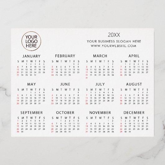 voeg uw eigen aangepaste tekst 2024 Agenda Folie Feestdagen Briefkaart (Voorkant)