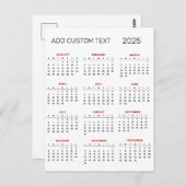 voeg uw eigen aangepaste tekst 2025 Agenda Briefkaart (Voorkant / Achterkant)