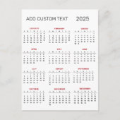 voeg uw eigen aangepaste tekst 2025 Agenda Briefkaart (Voorkant)