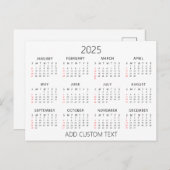 voeg uw eigen aangepaste tekst 2025 Agenda Briefkaart (Voorkant / Achterkant)