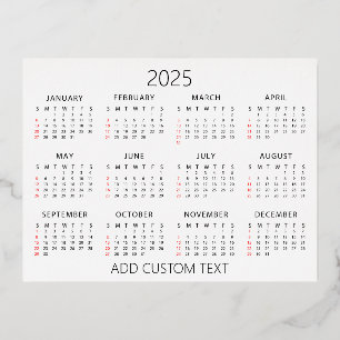 voeg uw eigen aangepaste tekst 2025 Agenda Folie Feestdagen Briefkaart
