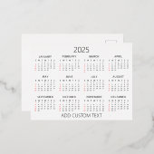 voeg uw eigen aangepaste tekst 2025 Agenda Folie Feestdagen Briefkaart (Voorkant / Achterkant)