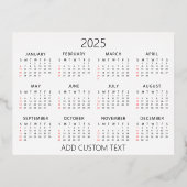 voeg uw eigen aangepaste tekst 2025 Agenda Folie Feestdagen Briefkaart (Voorkant)