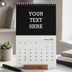 Voeg uw eigen aangepaste tekst hier toe zwart en w kalender