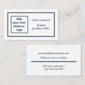 Voeg uw eigen afbeelding foto-logo minimalistische visitekaartje (Voorkant / Achterkant)