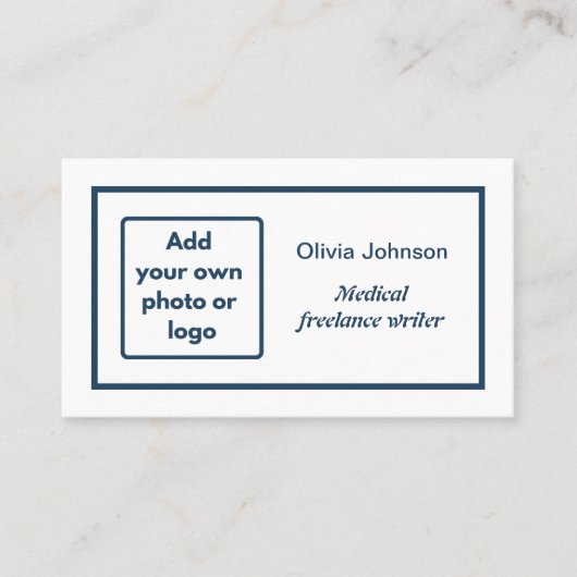 Voeg uw eigen afbeelding foto-logo minimalistische visitekaartje (Voorkant)