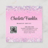 Voeg uw eigen afbeelding logo elegante glitter Qr Vierkante Visitekaartje (Achterkant)