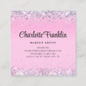 Voeg uw eigen afbeelding logo elegante glitter toe vierkante visitekaartje (Achterkant)