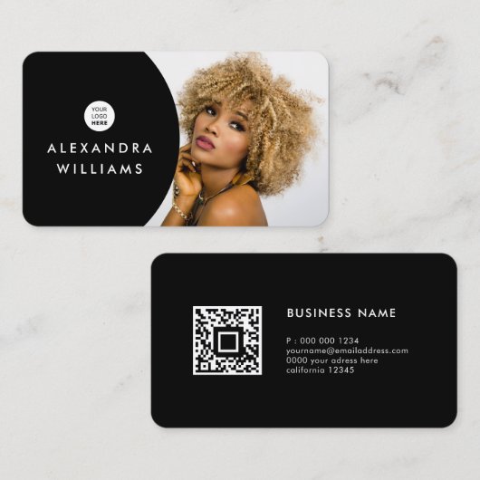 Voeg uw eigen Afbeelding QR-code en Logo Moderne z Visitekaartje (Voorkant / Achterkant)