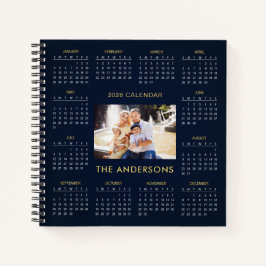 Voeg uw eigen familiefoto 2026 kalender toe | notitieboek